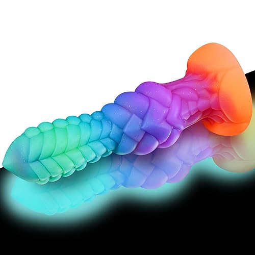 9" Monster Dildo Knot Dildo Fantasy Dragon Dildo Glow in The Dark, Huge Horse Dildo Alien Dildo with Big Knot, Silicone Animal Dildo Large Ribbed Dildo for Anal Play, Sex Toys for Women Men
