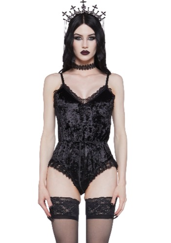 Cryptic Thirst Velvet Romper | BLACK / Small