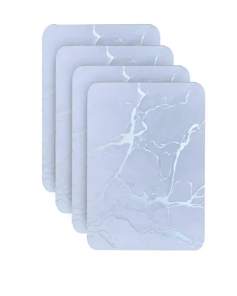 Marble Silver Foil Cork Set of 4 Coasters | 4" x 4"