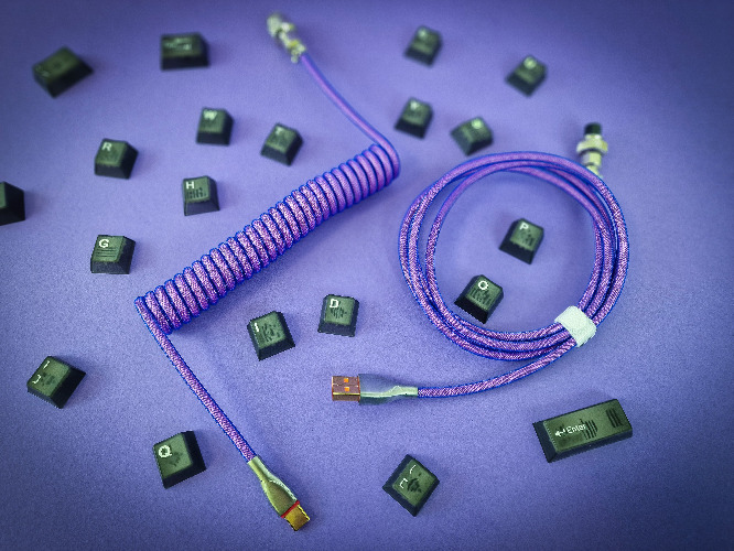 Electric Purple Coiled Keyboard Cable