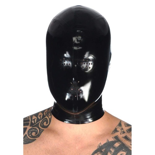 Latex Hood Rubber Gummi Mouth Closed Fly Mosquito Mask Features Customized Sex 0.4mm BD06 - Medium Black