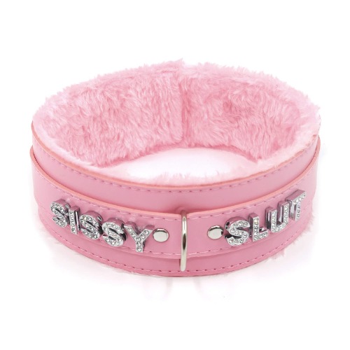 paloli Pink Choker Necklace for Women Leather Collar Fluffy Punk Leash Neck Choker Gothic Cosplay Sexy Jewelries - Pink Fluff SISSY