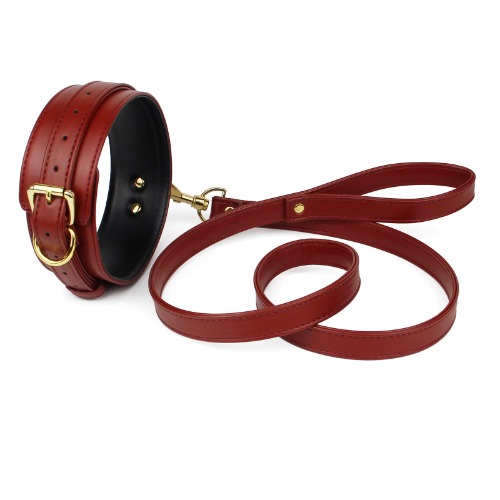 Leather Collar and Leash Set - Adjustable Leather Soft Training Collar with Leash for Pet - A-Leash Brown
