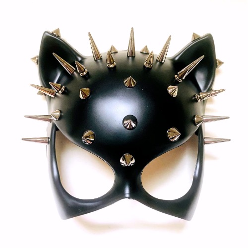 MASQSTUDIO Red Black Cat Woman Dress up Cosplay Party Masquerade Mask Spiky Halloween (Black) - Black