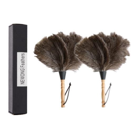 Ostrich Feather Dusters Natural Feathers Duster with Wooden Handle Natural Ostrich Feathers for Home Cleaning and Office Finishing Duster(2pcs，Length14” - 2pcs