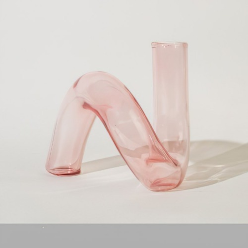 Nordic Glass Twist Vase - Pink