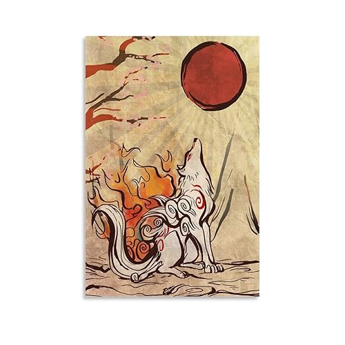 Okami Video Game Posters Wall Art Painting Canvas Gift Living Room Prints Bedroom Decor Poster Artworks 12x18inch(30x45cm) - 12x18inch(30x45cm) - Unframe-style-4