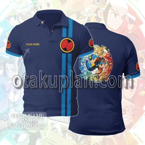 Mega Man EXE Custom Name Polo Shirt-otakuplan