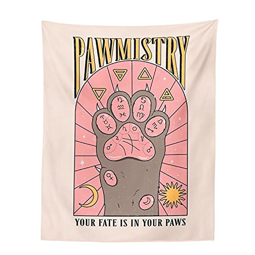 GGOOB Kawaii Tapestry Kawaii Wall Decor Pink Cat Paw Tapestry Kawaii Room Decor Pink Kawaii Room Decor Kawaii Bedroom Decor (Pink) - Pink