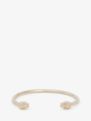 Twin skull bracelet Antique Gold for Women | Alexander McQueen