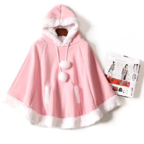 Cozy Kawaii Poncho in Assorted Colors for Daily Snuggles - Light Pink