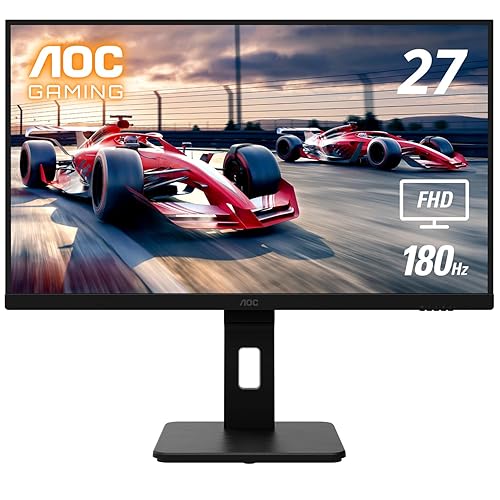 AOC 27G15 27 inch Gaming Monitor, Full HD 1920x1080, 180Hz 1ms, 1x HDMI 2.0, 1x Display Port, AMD FreeSync, HDR10, Pivot & Height Adjustable, Console Gaming Ready, 3-Year Zero-Bright-Dot - 27" FHD - 180Hz