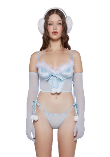 Frosty Bite Lingerie Set - Blue | LIGHT BLUE / Large