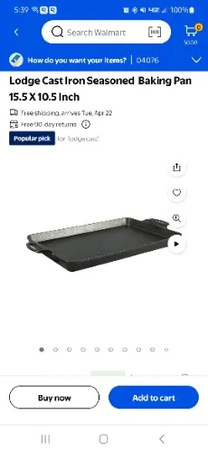 Lodge cast iron seasoned baking pan