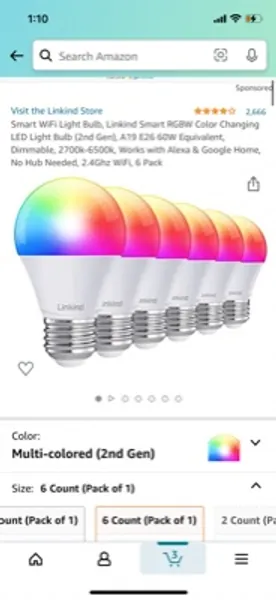 Smart WiFi Light Bulb, Linkind Smart RGBW Color Changing LED Light Bulb (2nd Gen), A19 E26 60W Equivalent, Dimmable, 2700k-6500k, Works with Alexa & Google Home, No Hub Needed, 2.4Ghz WiFi, 6 Pack