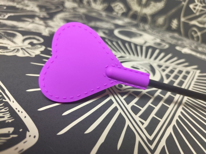 BDSM Heart spanker silicone riding crop whip - easy clean, cute, ddlg, stingy - Purple
