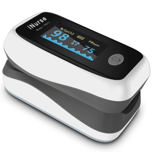 Pulse Oximeter Fingertip, Blood Oxygen Saturation Monitor with OLED Display, Oxygen Saturation Monitor for Heart Rate, Fingertip Pulse Oximete (Grey-White) - 