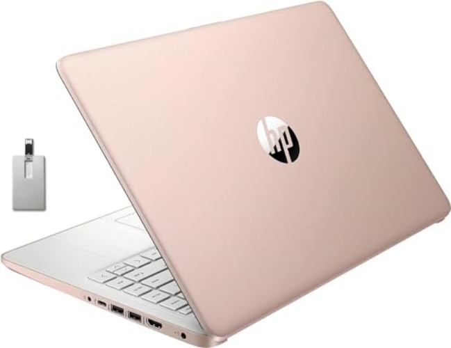 HP Stream 14" HD BrightView Laptop, Intel Celeron N4020 Processor, 8GB RAM, 64GB Storage, Intel HD Graphics, 720p Webcam, 1 Year Office 365, Gold, Win 11 S, 32GB Hotface USB Card - 8GB RAM | 64GB eMMC - Gold