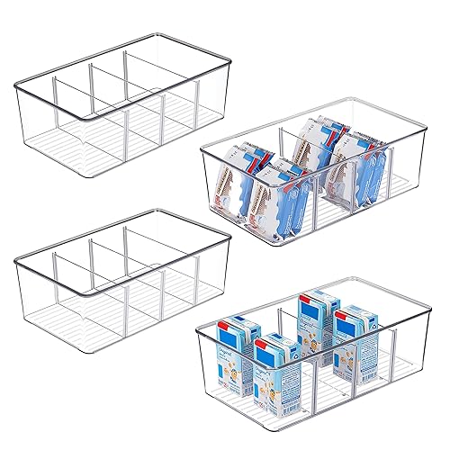 Vtopmart 4er Kühlschrank Organizer mit 4 Fächern, BPA-Freie Küche Stapelbarer Lebensmittel aufbewahrungsbox für Teebeutel,Snacks,Gewürze - 4 Pack