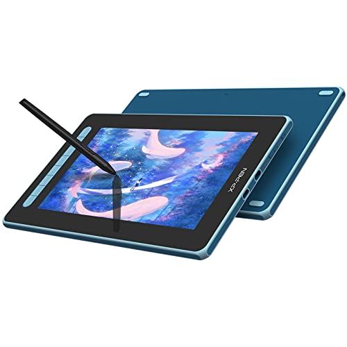 XP-PEN Artist 12 2. Generation Grafiktablett mit Display 11,9 Zoll 127% sRGB Farbraum mit X3 Smart-Chip batterielosem Stift für Illustration und Bildbearbeitung (Blau) - Blau