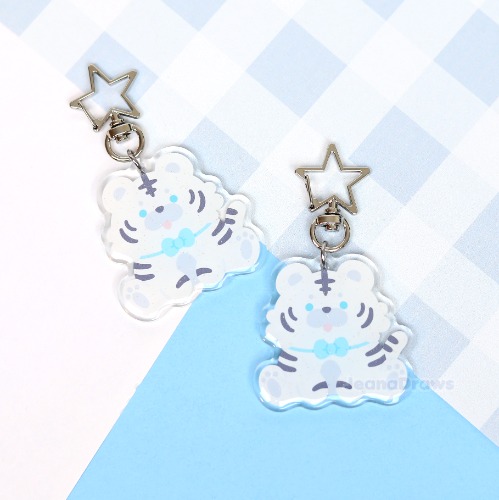 White Tiger Acrylic Keychain