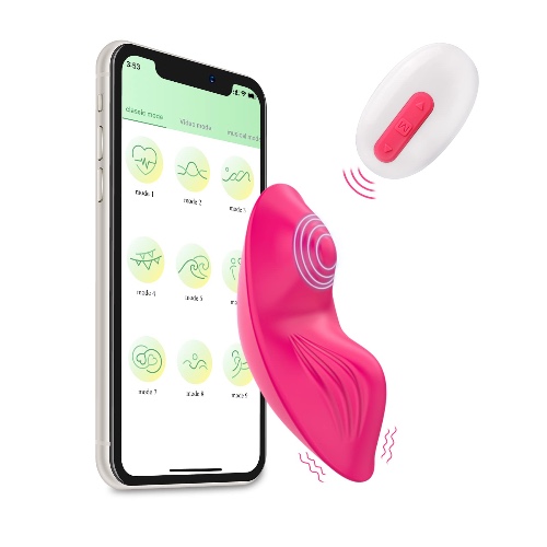 App Remote Control Wearable Panty Clitoral Vibrators, G Spot Butterfly Vibrators with 9 Vibration Massager, Waterproof Magnetic Charging Sex Toys for Women or Couples (Rose) - Pink