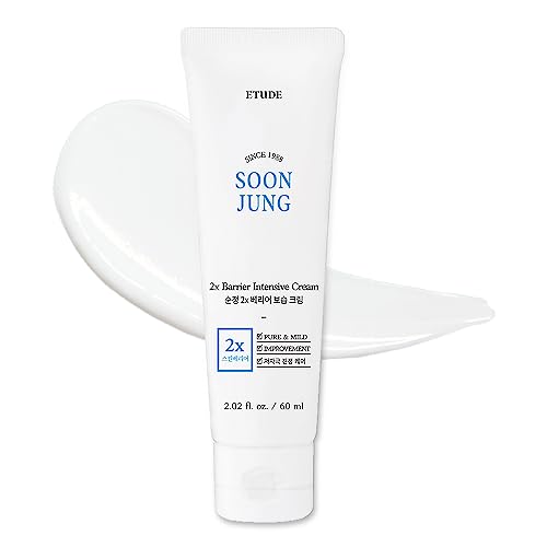 ETUDE House SoonJung 2x Barrier Intensive Cream 60ml (21AD) | Hypoallergenic Shea Butter Hydrating Facial Cream for Sensitive Skin, Water-oil Balance & Panthenol for Damaged Skin | K-beauty - new version