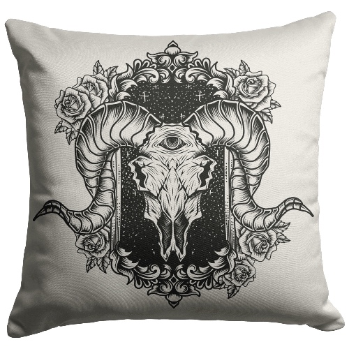 "Ram Skull" Throw Pillow - 26x26 / Stuffed & Sewn