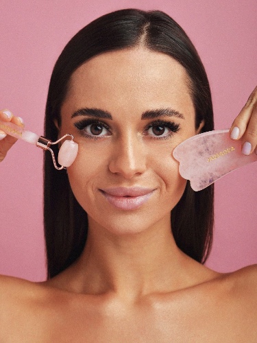 Pink Rose Quartz Jade Roller & Paw Gua Sha by Jade and Gua