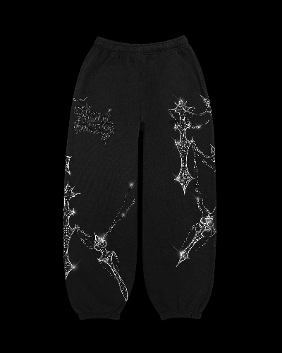 DAGGERS RHINESTONE SWEATPANTS BLACK