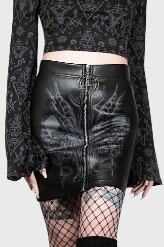 Scarlet Flame Mini Skirt | S / Black / 60% PU 40% Polyester