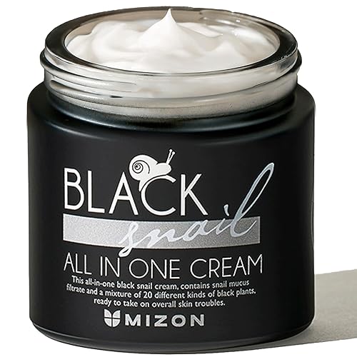 MIZON Black Snail All In One Cream Intensive Korean Skin Care Facial Moisturizing Snail Mucin Extract (2.54 fl oz) - 2.5 Fl Oz (Pack of 1)