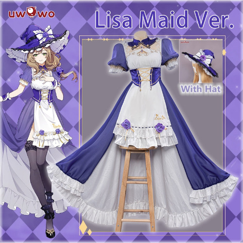 Exclusive Uwowo Genshin Impact Fanart Lisa Maid Ver Cosplay Costume - L