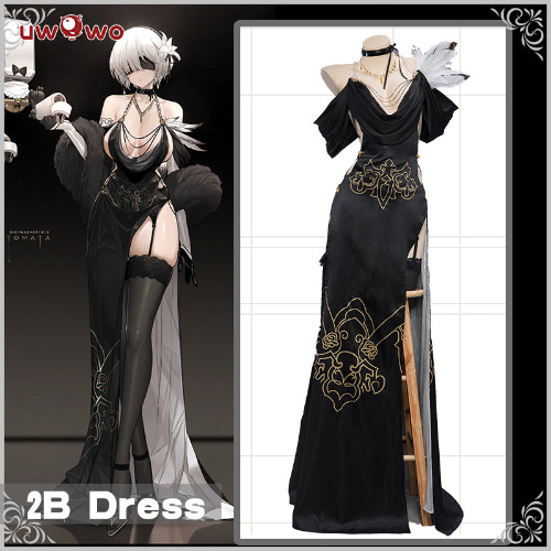 Uwowo×DISHWASHER1910 Nier: Automata Fanart 2B Gown Sexy Cosplay Costume - 【Pre-sale】L