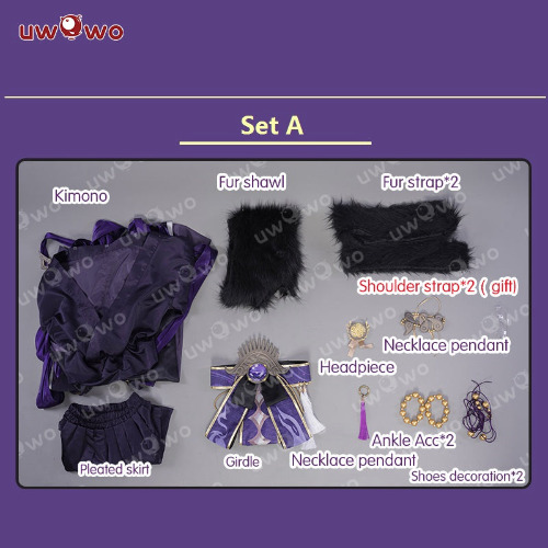 【In Stock】Uwowo Game Azur Lane IJN Musashi Kimono Fox Cosplay Costume - Set A (Costume)：L-XL