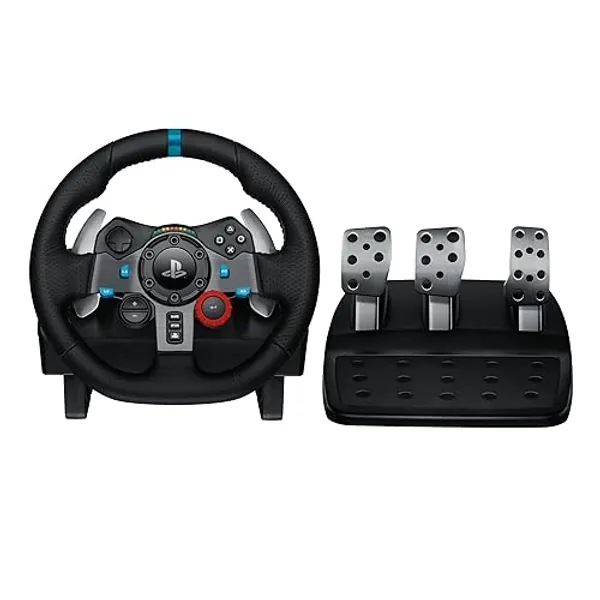 Logitech G G29 Driving Force Racing Wheel und Bodenpedale, Real Force Feedback, Edelstahl-Schalthebel am Lenkrad, Leder-Lenkradbezug für PS5, PS4, PC, Mac – Schwarz - PlayStation | PC - G29 | G920
