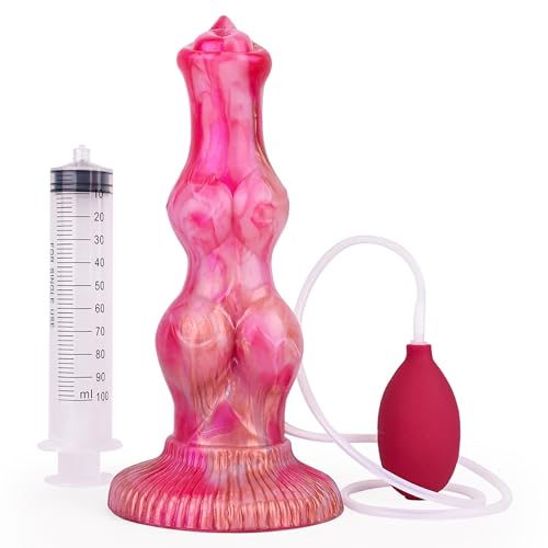 Realistic Squirting Dildo 10inch Big Thick Dildos with Knot, Long Pink Silicone Dog Dildo with Suction Cup Dragon Dildo Anal Plug Toys for Women Men and Couples Strap On - Squirting