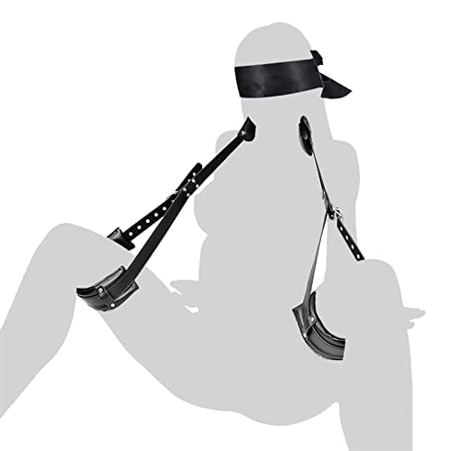 SM Bondage,Utimi Thigh Restraint Sling Legs Binding Puttee Leather Suit Sex Toy - Black