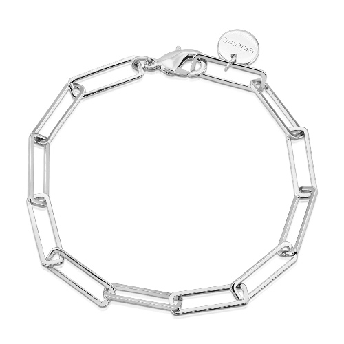 Silver Large Rectangle Link Chain Anklet