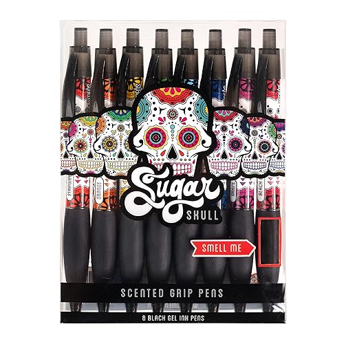 Sugar Skull Smens - Patented Gourmet Scented Pens, Black Ink, Medium Point - 8 Count - Sugar Skull (8 Count)
