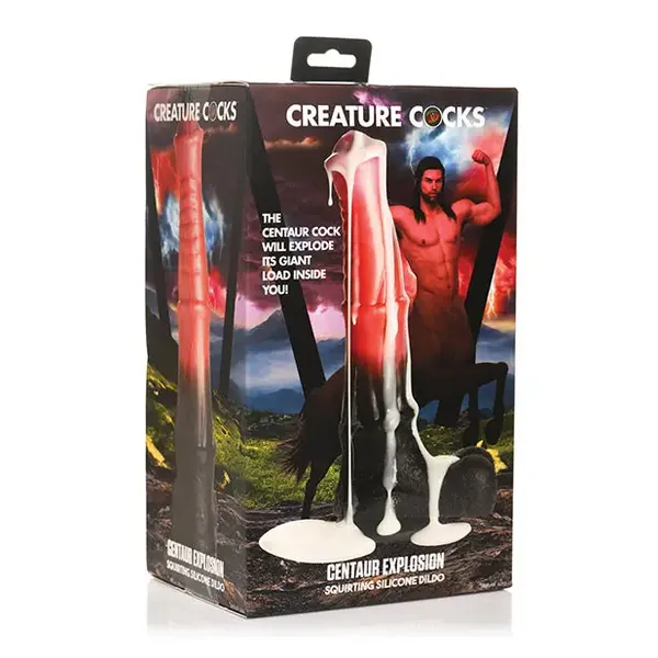 Creature Cocks Centaur Explosion Squirting Silicone Dildo - Black/Peach