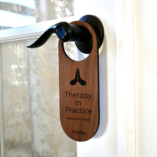 Self Care Sign | Therapy Door Hanger - Walnut