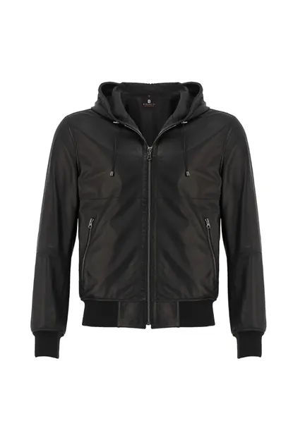 Men's Reversible Lambskin Leather Jacket with Hood