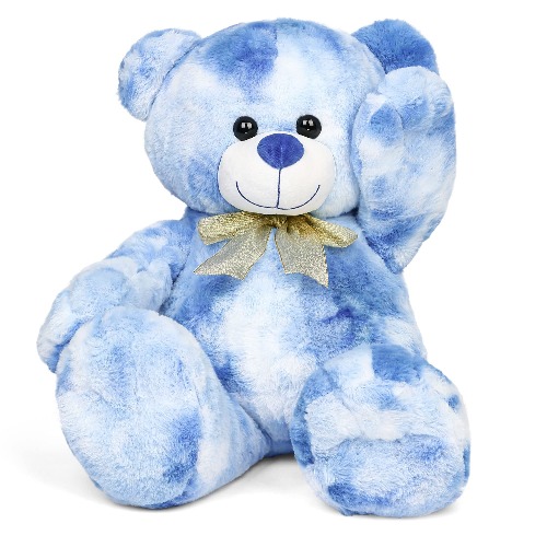 BenBen Teddy Bear Stuffed Animal, 23 inch Tie-Dye Stuffed Bear Plush Toy with Bow Tie, Blue and White - 23 inch