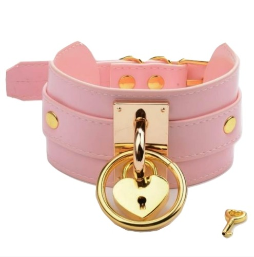 Locket O-Ring Collar - Pink & Gold