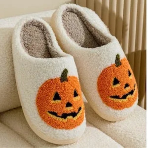 Halloween Pumpkin Slippers - White / fits 38-39