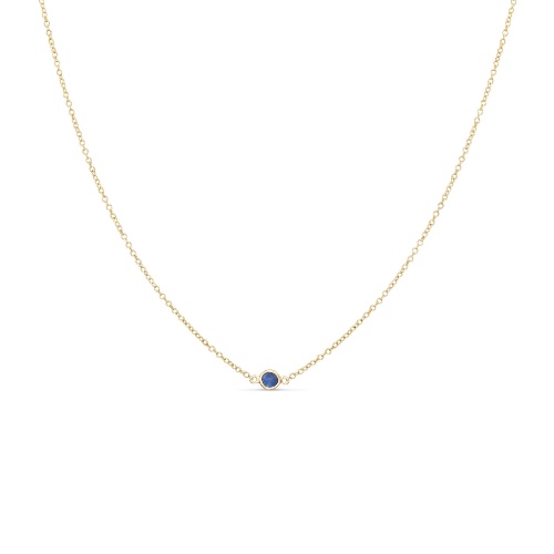 Sapphire Solitaire Necklace - 14K Yellow Gold / Small