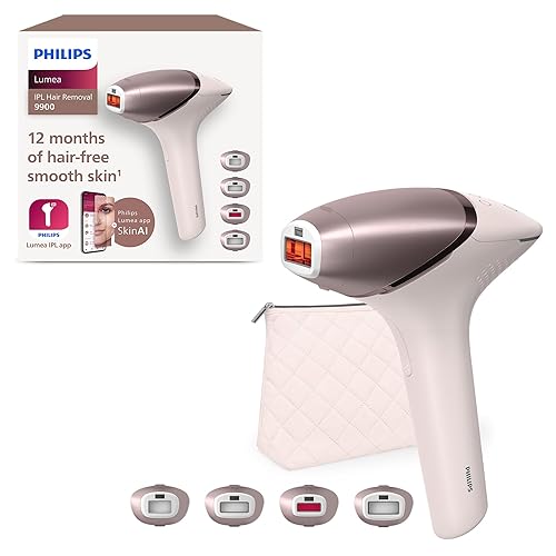 Philips Lumea Series 9900, IPL-Haarentfernungsgerät, SenseIQ und SkinAI Technologie, 4 Aufsätze für Körper, Gesicht, Bikinizone und Achselhöhlen, kabelgebunden und kabellos, Modell BRI951/00 Rosa - BRI951/00 inkl. AI-Funktion