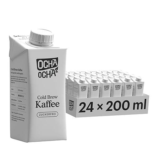 Ocha Ocha® Kaffee - 24x200ml - Cold Brew Coffee kalorienfrei aus 100% Arabicabohnen - Eiskaffee ohne Zucker ohne Süßstoffe - ohne Milch - vegan