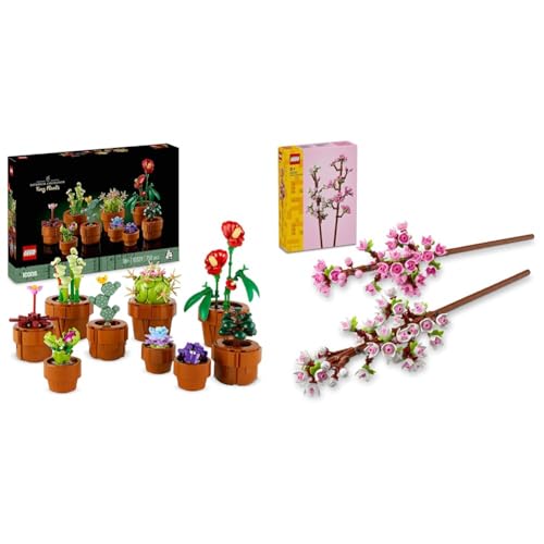 LEGO 10329 Icons Tiny Plants Set, Artificial Flowers in 9 Buildable Teracotta-Coloured Pots, Botanical Collection & Cherry Blossoms, Artificial Faux Flowers Set, Makes a Great Desk Decor Accessory - LEGO 10329+ LEGO Cherry Blossoms